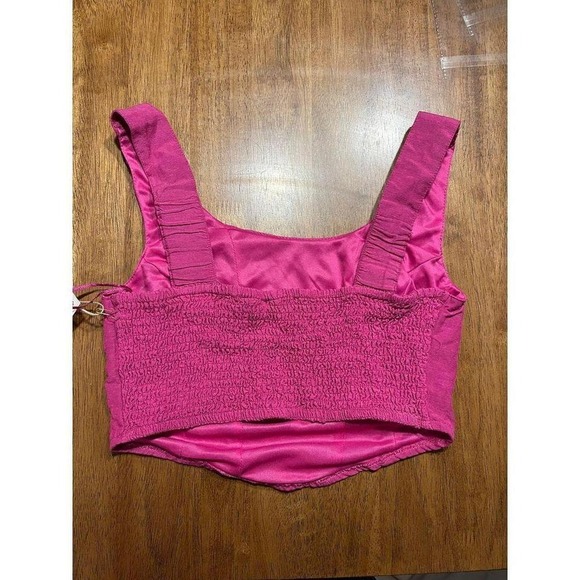 Hot Pink Ruched Strap Crop Top Bustier Summer Festival Party Tank A38‎ - Picture 5 of 8